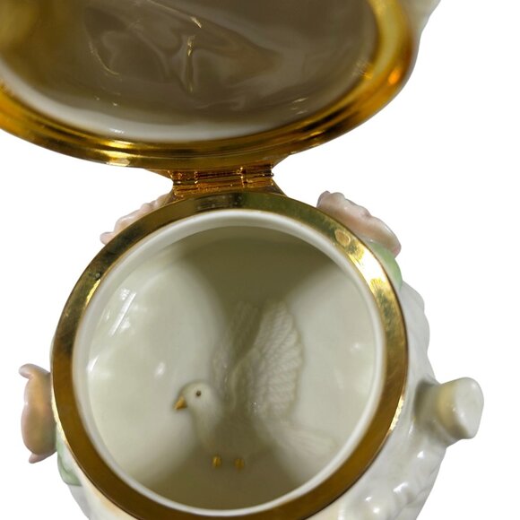 Lenox 2000 Dove Trinket treasure Box Floral Design millenium of peace incl charm - Picture 6 of 10